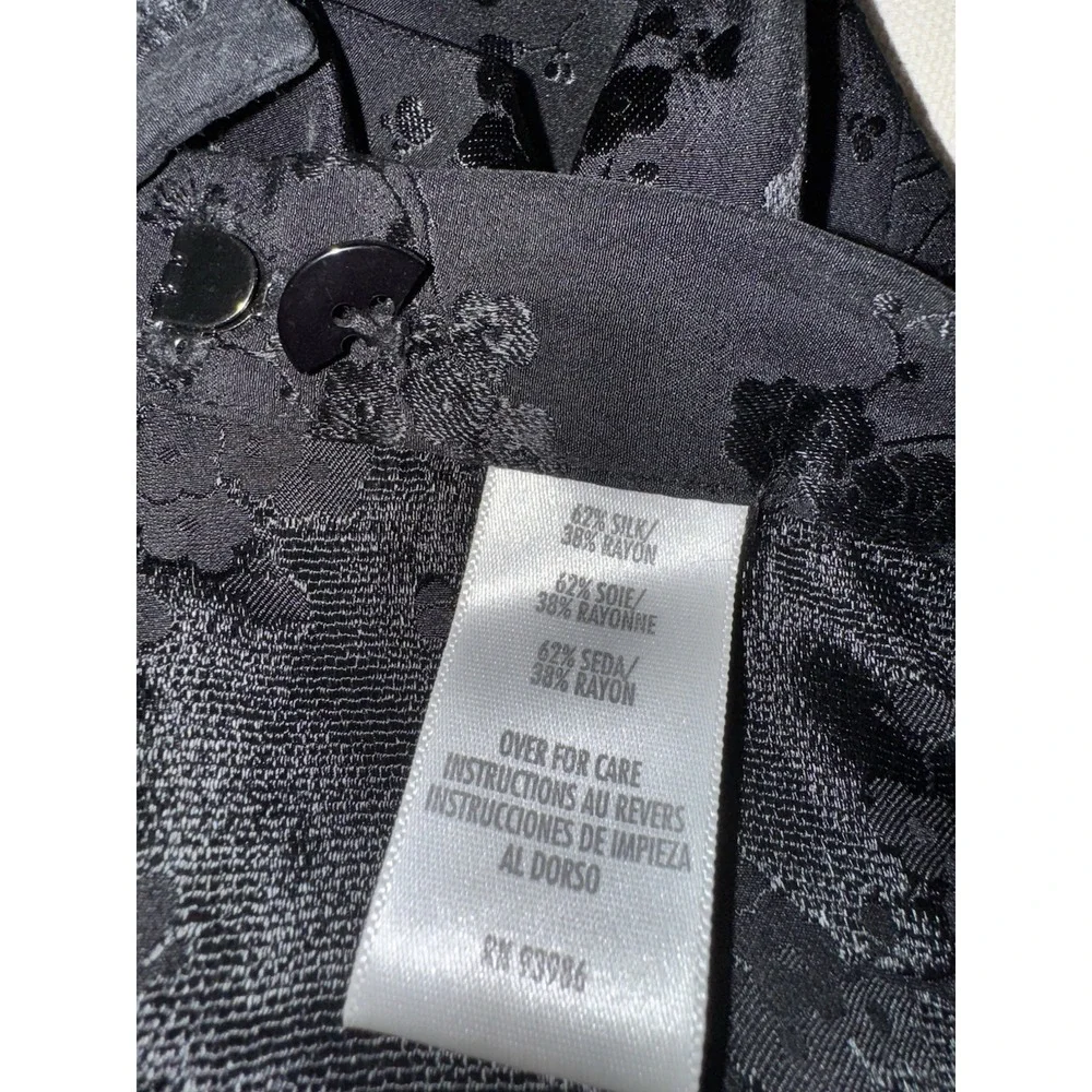 August Max Silk Blend Black Woman's Pants‎ 3X 3 Floral Jacquard Trousers - Picture 5 of 6